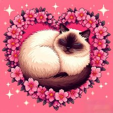 Схема вышивки «Кошка в цветах»