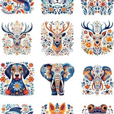 Схема вышивки «Животные, цветы»