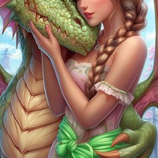 Схема вышивки «Девушка и Дракон»