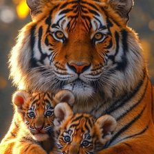 Схема вышивки «Тигрица с детками»