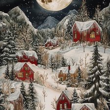 Схема вышивки «Зимняя, лунная ночь»