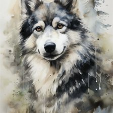 Схема вышивки «Волк. Акварель»