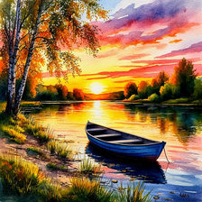 Схема вышивки «"Хороши вечера на Оби..."»