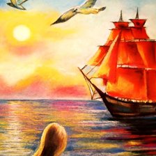 Схема вышивки «Алые паруса и Ассоль...»