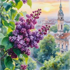 Схема вышивки «Сирень на рассвете»