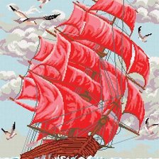 Схема вышивки «Простор голубой, волна за кормой...»