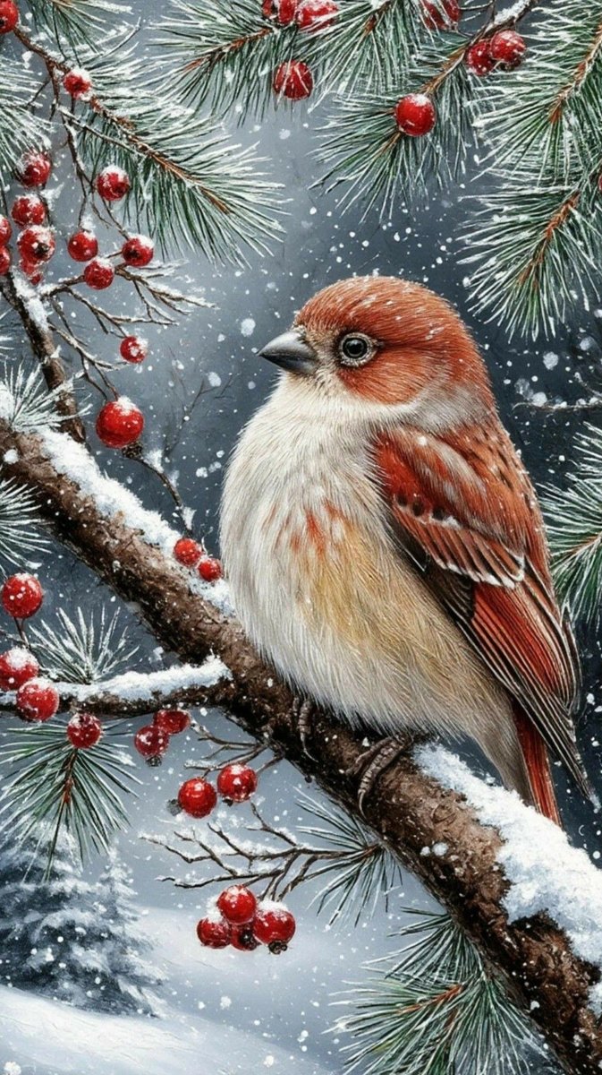 Зима - снег, птица, лес, зима - оригинал