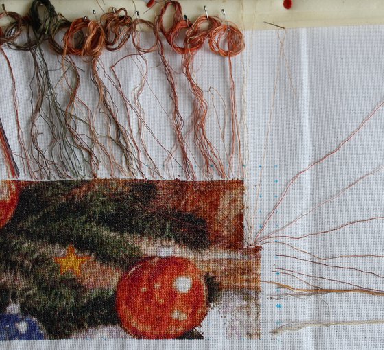 Этап процесса «Кот новогодний»