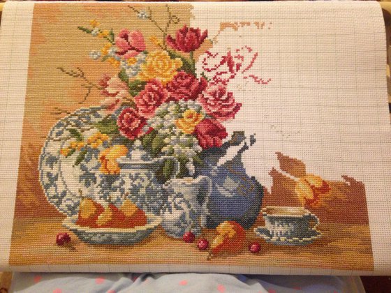 Этап процесса «Натюрморт с китайским сервизом»