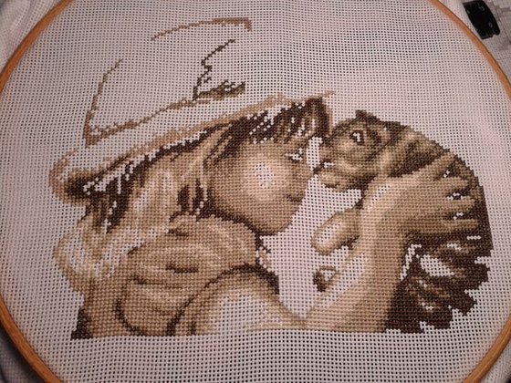 Этап процесса «Девочка с котенком»