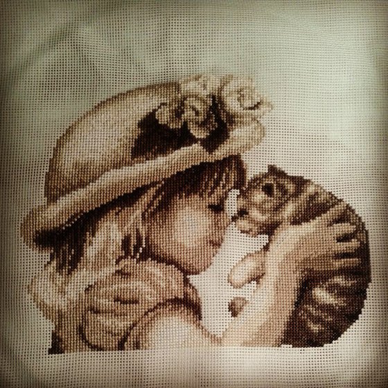 Этап процесса «Девочка с котенком»