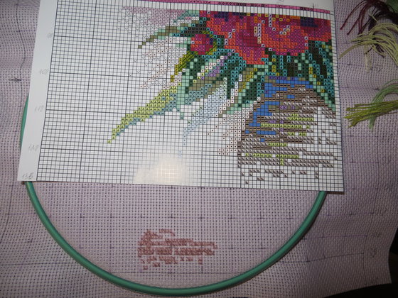 Этап процесса «Пионы в вазе»