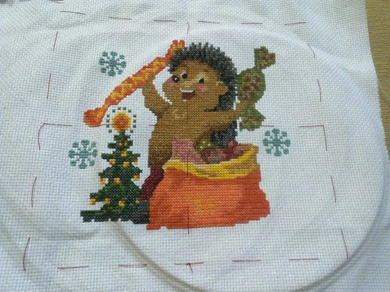 Этап процесса «Новогодний ёжик.»