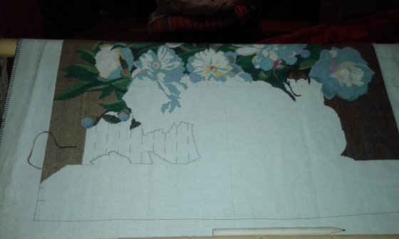 Этап процесса «Натюрморт с пионами»