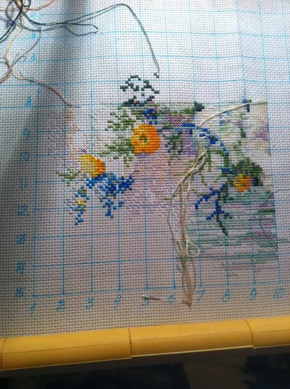 Этап процесса «Акварельные пионы»