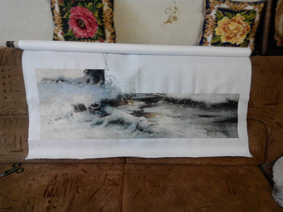 Этап процесса «зимний закат в еловом лесу GK 1682»