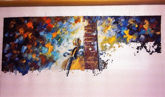 Этап процесса «"Гитара и скрипка" по картине Афремова.»