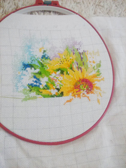 Этап процесса «Риолис "Акварельные подсолнухи"»