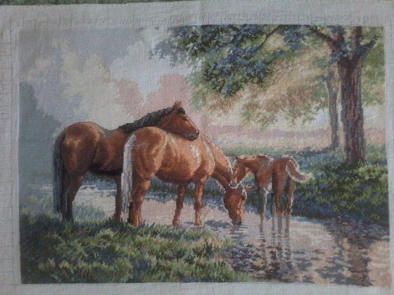 Этап процесса «Лошади у ручья»