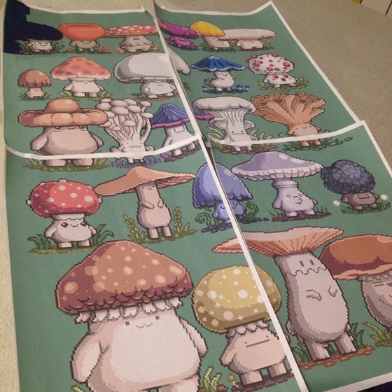 Этап процесса «Картина с грибочками»