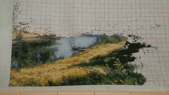 Этап процесса ««Летний полдень» по картине Михаила Сатарова»