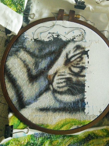 Этап процесса «Белая тигрица с малышами»