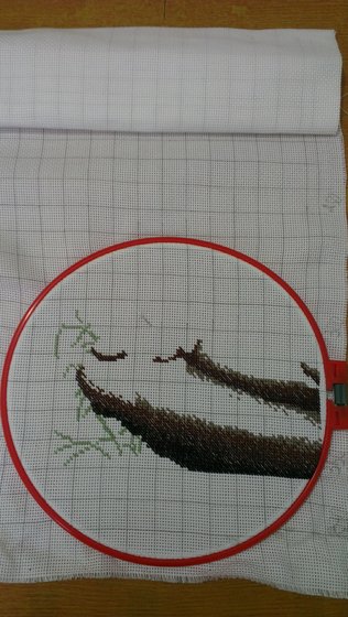 Этап процесса «Политрих "Слива,Бамбук,Орхидея,Хризантема".»