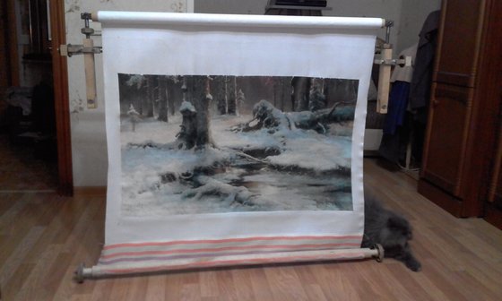 Этап процесса «зимний закат в еловом лесу GK 1682»