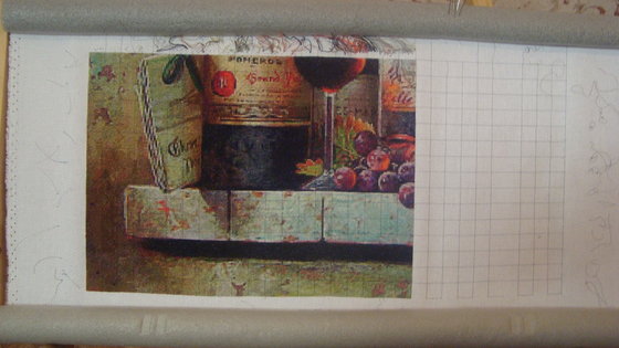 Этап процесса «Натюрморт с вином.»