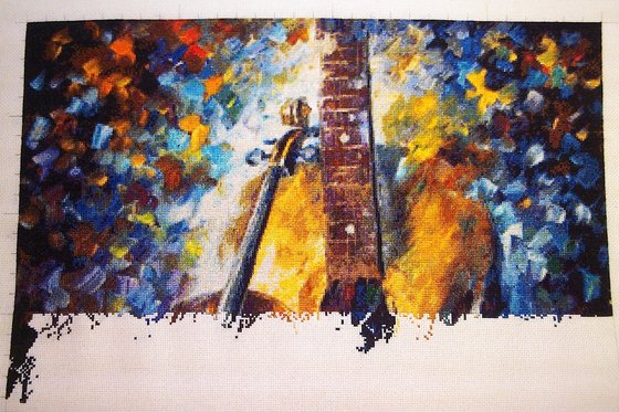 Этап процесса «"Гитара и скрипка" по картине Афремова.»