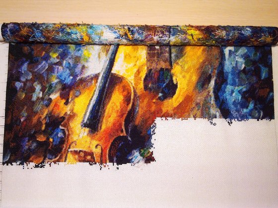 Этап процесса «"Гитара и скрипка" по картине Афремова.»