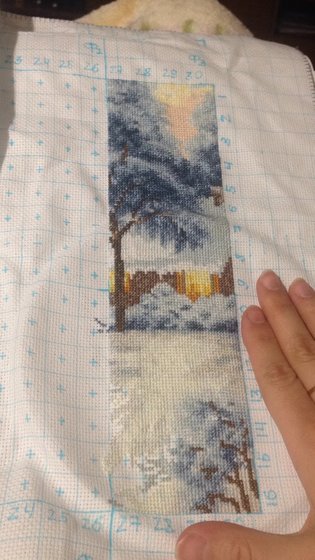 Этап процесса «Зимний пейзаж»