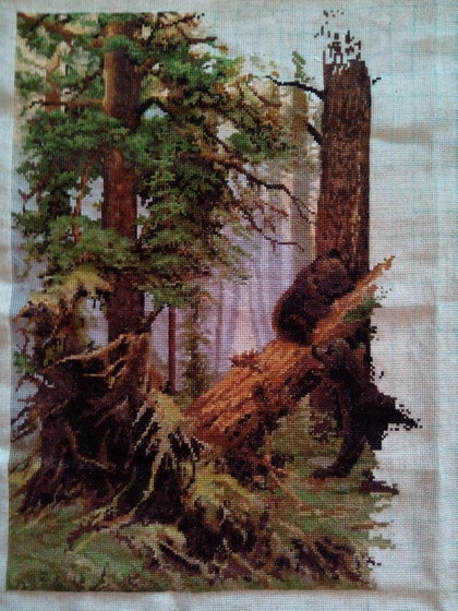 Этап процесса «Утро в сосновом лесу. Luka-s.»