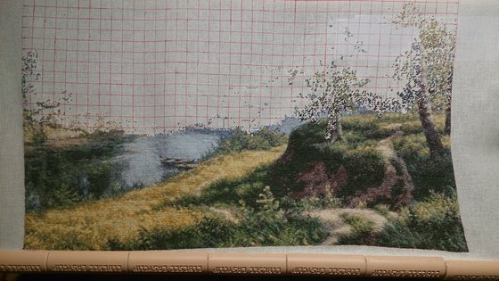 Этап процесса ««Летний полдень» по картине Михаила Сатарова»