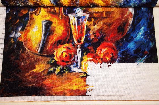 Этап процесса «"Гитара и скрипка" по картине Афремова.»