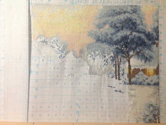 Этап процесса «Зимний пейзаж»