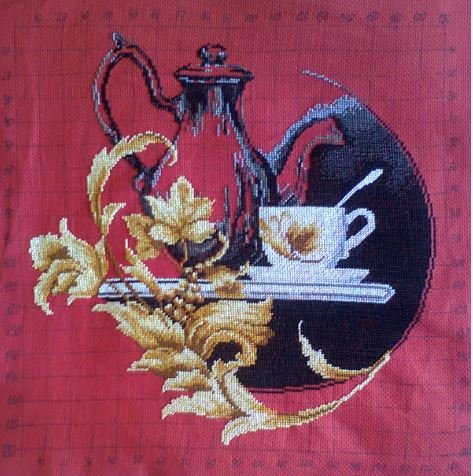 Этап процесса «Натюрморт на красном»