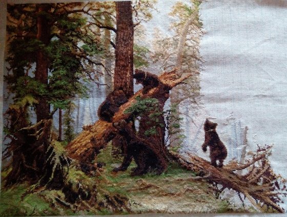 Этап процесса «Утро в сосновом лесу. Luka-s.»