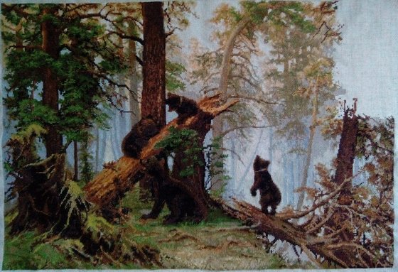 Этап процесса «Утро в сосновом лесу. Luka-s.»