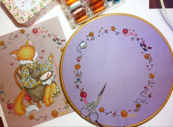 Этап процесса «"Лисичка-вышивальщица"»