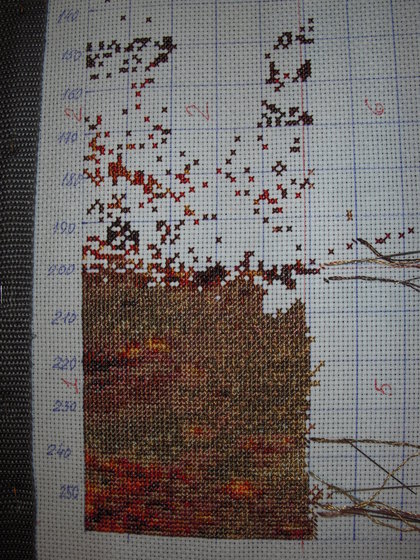 Этап процесса «Золотая осень (шелк)»