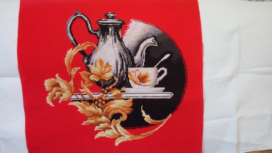 Этап процесса «Натюрморт на красном»