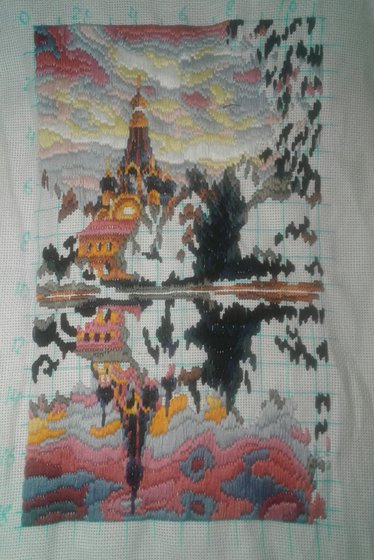 Этап процесса «Цветы заката тают в небе.»