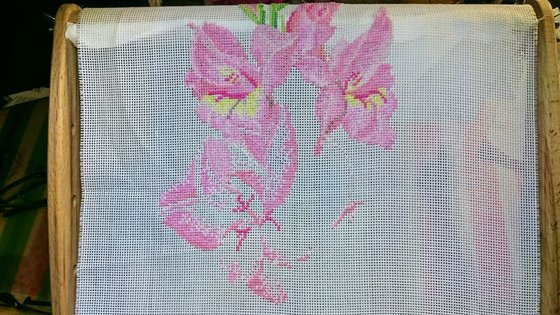 Этап процесса «Букет в розовых тонах»