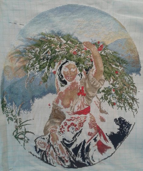 Этап процесса «Итальянка с цветами.»