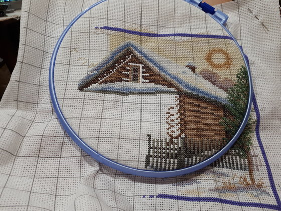 Этап процесса «Зима в деревне»