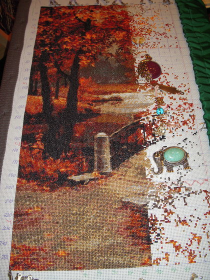 Этап процесса «Золотая осень (шелк)»