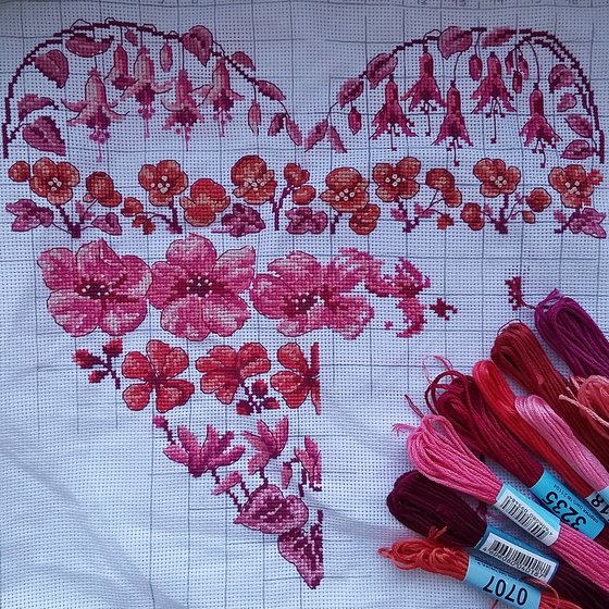 Этап процесса «Цветочное сердечко»