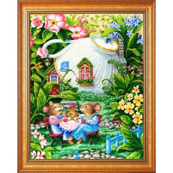 Этап процесса «Мышки в саду расслабляется бисер.»