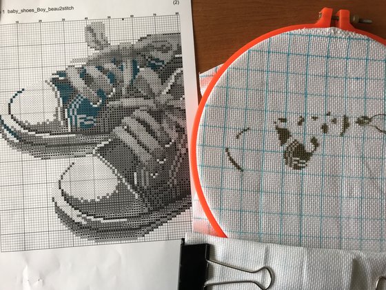 Этап процесса «Baby shoes boy»